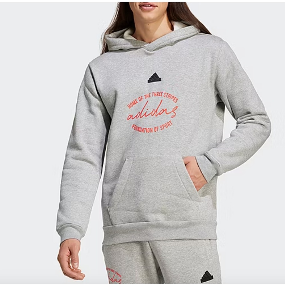 Adidas Men's Gray‎ Hoodie Sweatshirt Pullover Home of Three Stripes Small